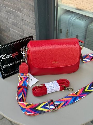 Жіноча сумка Karya з шкіри червоного кольору 2567 фото
